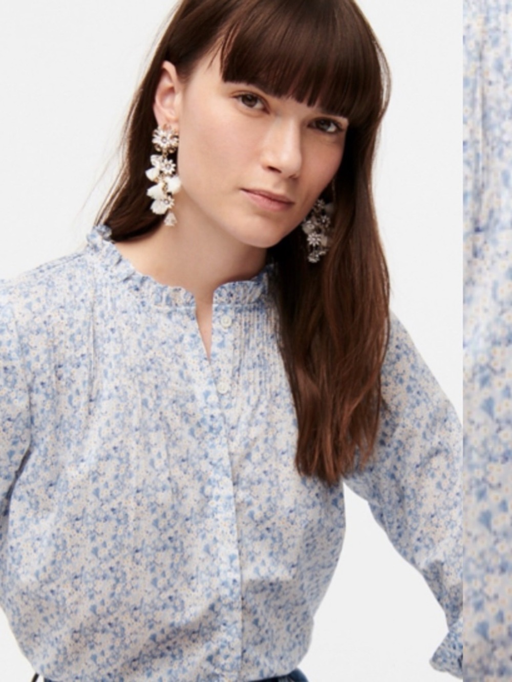 J. Crew liberty fabric Floral Pintuck Blouse medium